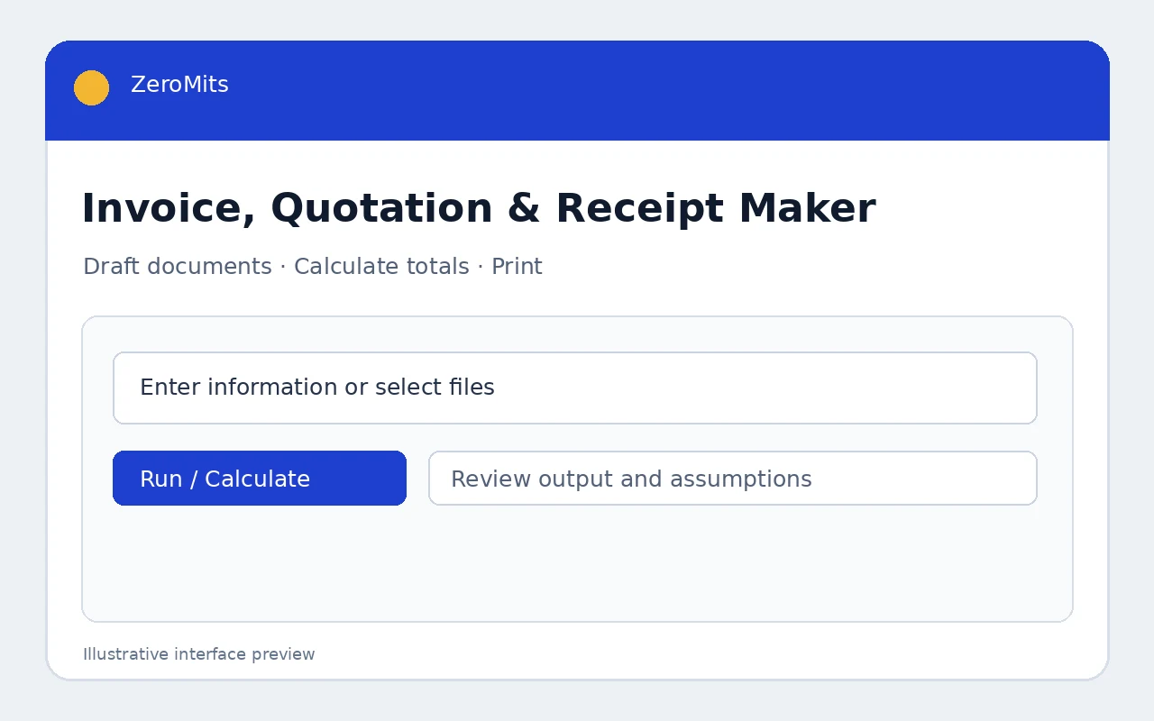 Invoice, Quotation & Receipt Maker interface preview